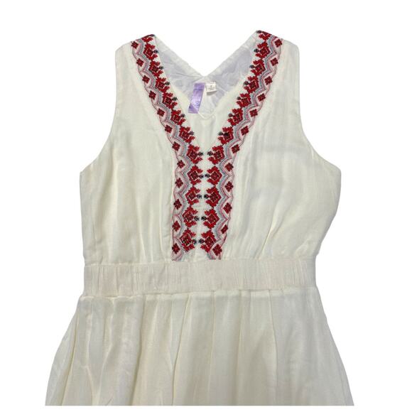 Alya Embroidered Maxi boho Dress v neck Sleeveless ivory Sz Small - Picture 13 of 16
